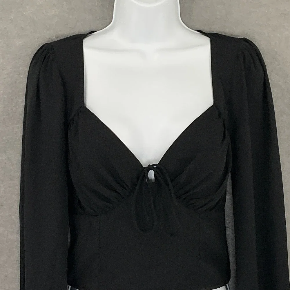Abercrombie & Fitch Womens Top‎ Small Black Babydoll Sweetheart Neck Whimsigoth